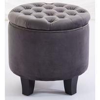 Säilytysrahi Chic Home, Ø42cm, samettiverhoilu, harmaa