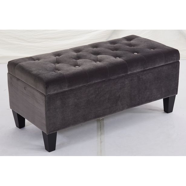 Säilytyspenkki Chic Home, 96x42x44cm, samettiverhoilu, harmaa