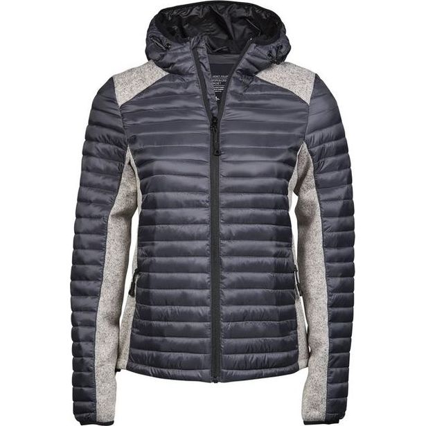 Naisten Hupullinen kevyttoppatakki Tee Jays Outdoor Crossover grafiitti/harmaa 3XL
