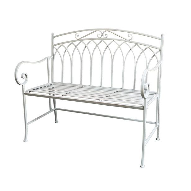 Puutarhapenkki Chic Garden, 91,5x105x58cm, valkoinen
