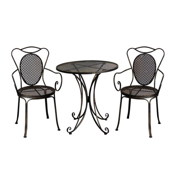 Bistro-setti Chic Garden 3, pöytä + 2 tuolia, musta