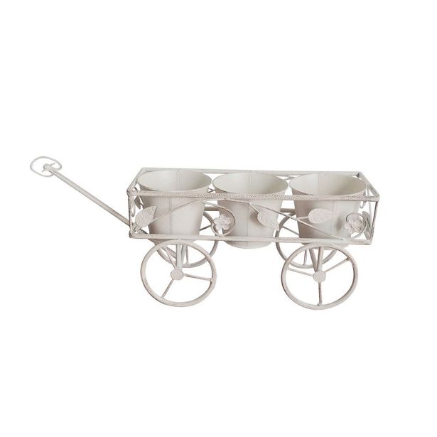 Kukkateline kolmelle ruukulle Chic Garden Kärryt, 24x58x17cm, valkoinen