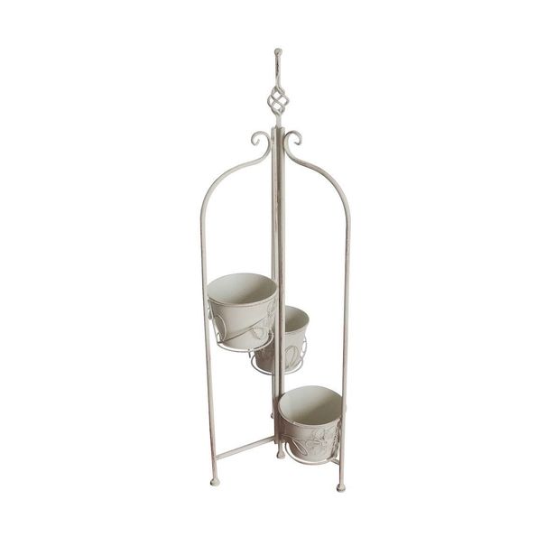 Kukkateline kolmelle ruukulle Chic Garden Kukat, 99x18x16cm, valkoinen