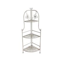 Kulmahyllykkö kukkakoristein Chic Garden, 120x49x49cm, 3 tasoa, kokoontaittuva, valkoinen