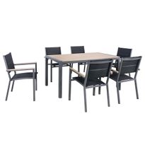 Ruokailuryhmä Chic Garden Firenze, pöytä + 6 tuolia, musta/beige