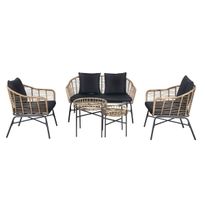 Sohvaryhmä Chic Garden Milano, sohva + 2 pöytää + 2 nojatuolia, beige/grafiitti