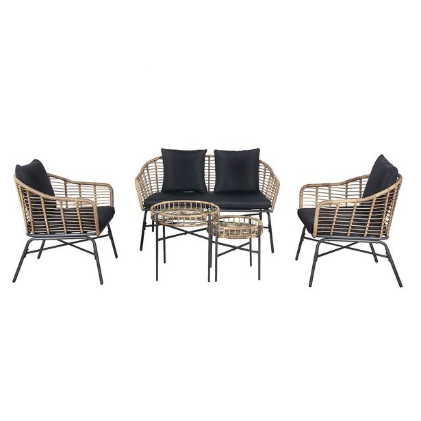 Sohvaryhmä Chic Garden Milano, sohva + 2 pöytää + 2 nojatuolia, beige/grafiitti