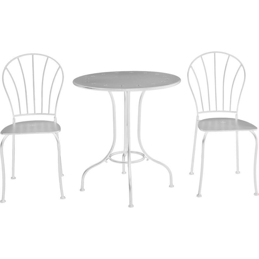 Bistrosetti Chic Garden Angela, pöytä + 2 tuolia, valkoinen