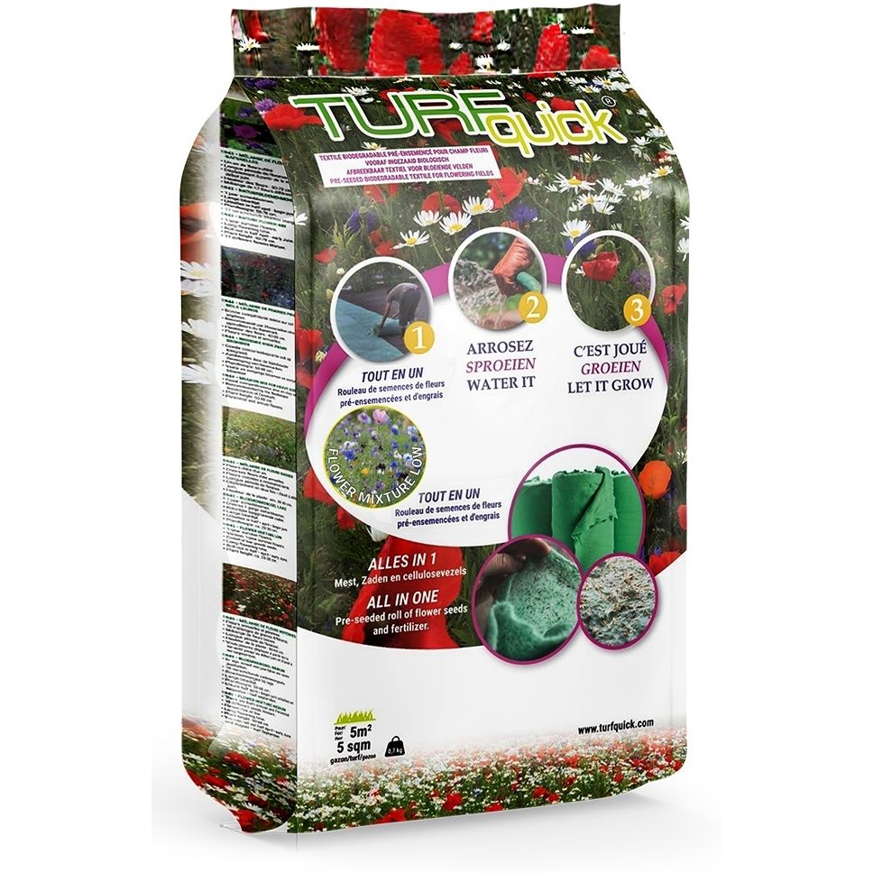 Kukkaniittyseos Turfquick, matalakasvuinen, yksivuotinen/monivuotinen, 5 m2