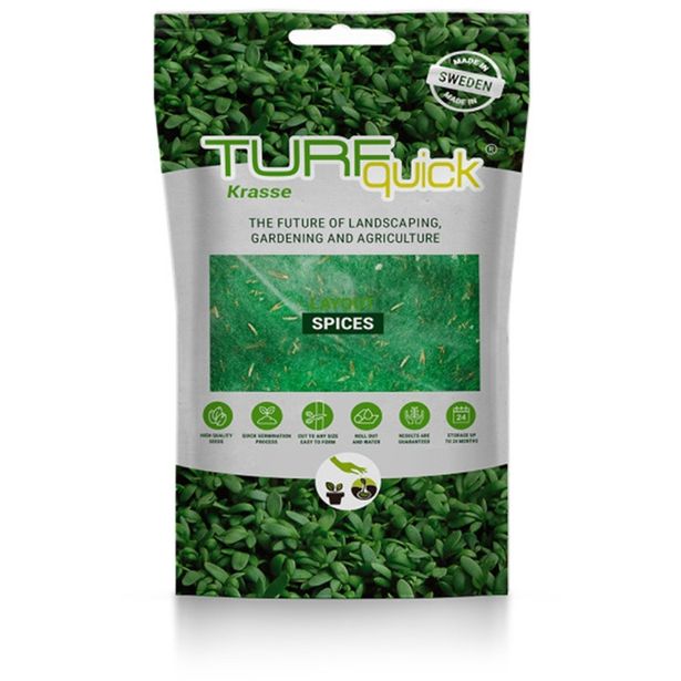 Vesikrassin siemenet Turfquick, kasvualustalla