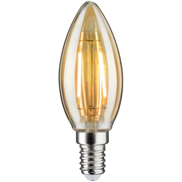 LED-kynttilälamppu Paulmann Candle, E14, 160lm, 2W, 1700K, filamentti, kulta