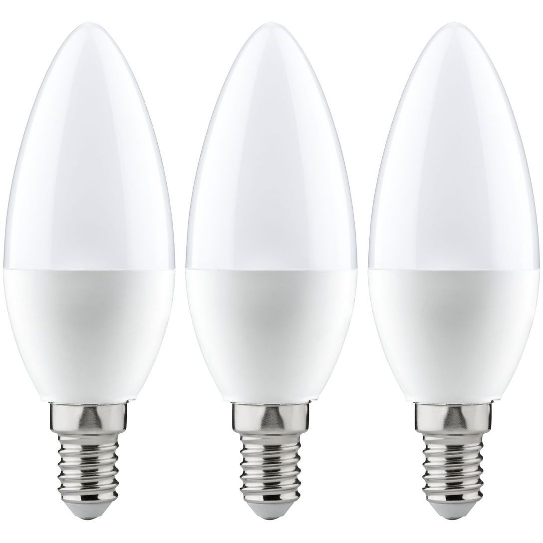 LED-kynttilälamppu Paulmann Candle, E14, 470lm, 5.5W, 2700K, opaali, 3kpl