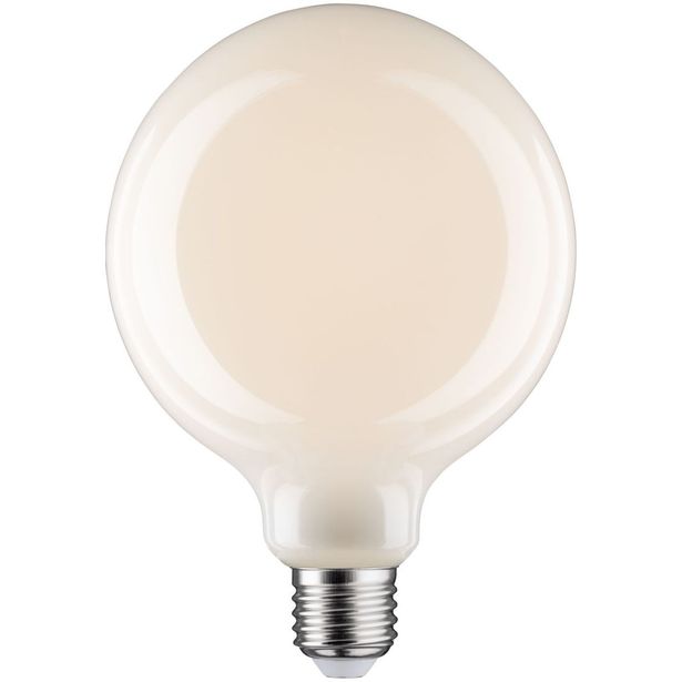 LED-filamenttilamppu Paulmann Globe, G125, E27, 470lm, 5.6W, 2700K, himmennettävä, opaali