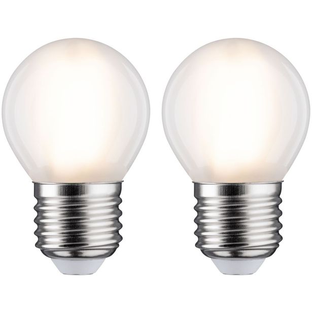 LED-filamenttilamppu Paulmann Drop, E27, 470lm, 5W, 2700K, matta, 2kpl