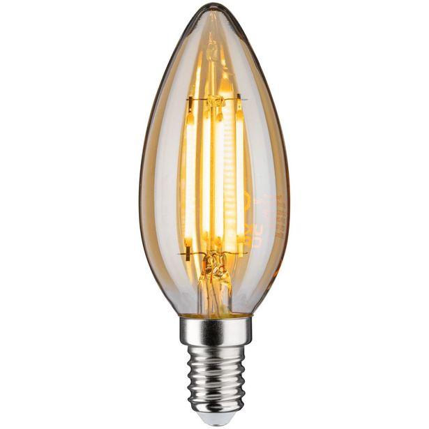 LED-kynttilälamppu Paulmann Vintage Edition Candle, E14, 430lm, 4.7W, 2500K, himmennettävä, kulta