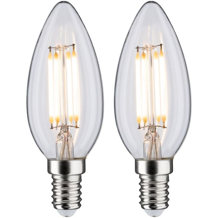 LED-kynttilälamppu Paulmann Candle, E14, 470lm, 4.5W, 2700K, filamentti, kirkas, 2kpl