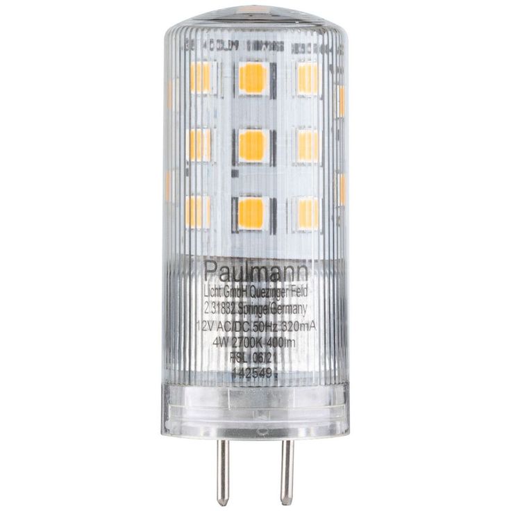 LED-pistokantalamppu Paulmann Pin Base, 12V, GY6.35, 400lm, 4W, 2700K, himmennettävä, kirkas