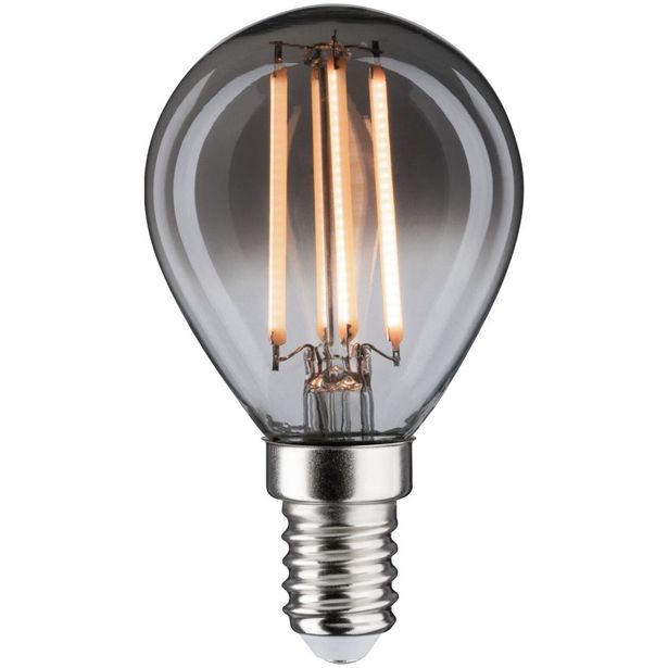 LED-filamenttilamppu Paulmann 1879 Edition Drop, E14, 160lm, 4W, 1800K, himmennettävä, savulasi