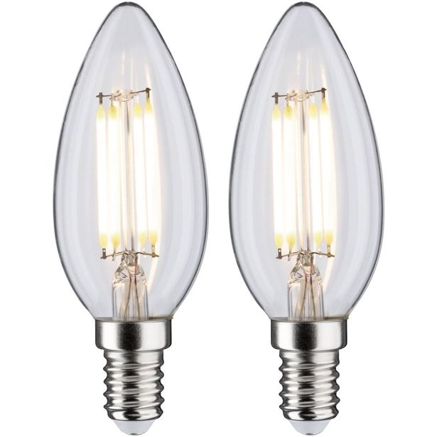 LED-kynttilälamppu Paulmann Candle, E14, 470lm, 4.8W, 4000K, filamentti, matta, 2kpl