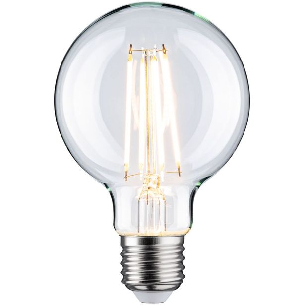 LED-filamenttilamppu Paulmann Globe, G80, E27, 806lm, 7.5W, 2700K, himmennettävä, kirkas