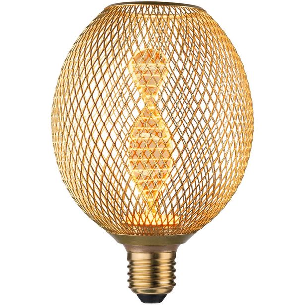 LED-lamppu Paulmann Metallic Glow Globe, E27, Helix, 130lm, 3.5W, 1800K, messinki