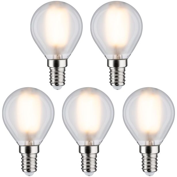LED-filamenttilamppu Paulmann Drop, E14, 470lm, 4,8W, 2700K, matta, 5kpl