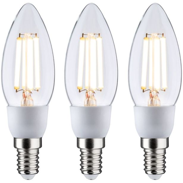LED-filamenttilamppu Paulmann Eco-Line Candle, E14, 525lm, 2.5W, 3000K, kirkas, 3kpl