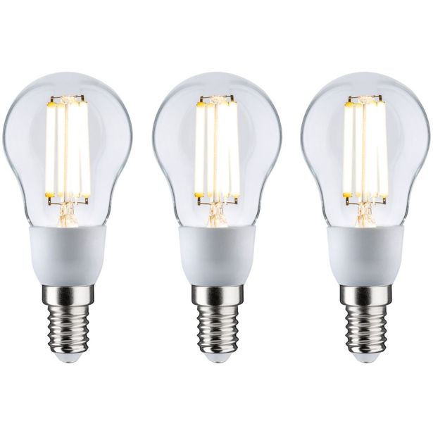 LED-filamenttilamppu Paulmann Eco-Line Drop, E14, 100mm, 525lm, 2.5W, 3000K, kirkas, 3kpl
