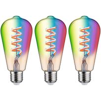 LED-älylamppu Paulmann Smart Home Zigbee 3.0, ST64, E27, 470lm, 6.3W, RGBW+, filamentti, himmennettävä, kulta, 3kpl