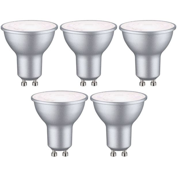 LED-lamppu Paulmann Standard 230V GU10 460lm 4.9W valkoinen alumiini 5kpl/pkt, eri värilämpötiloja