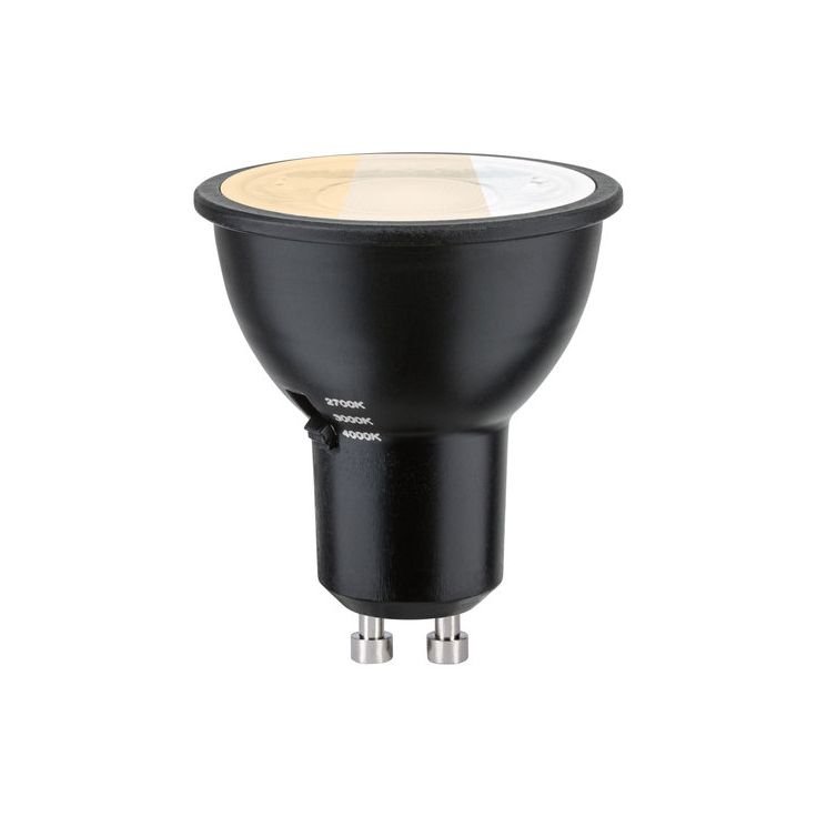 LED-polttimo Paulmann Standard 230V LED Reflector, GU10, 650lm, 6.9W, 2700 - 4000K, valintakytkimellä, mattamusta