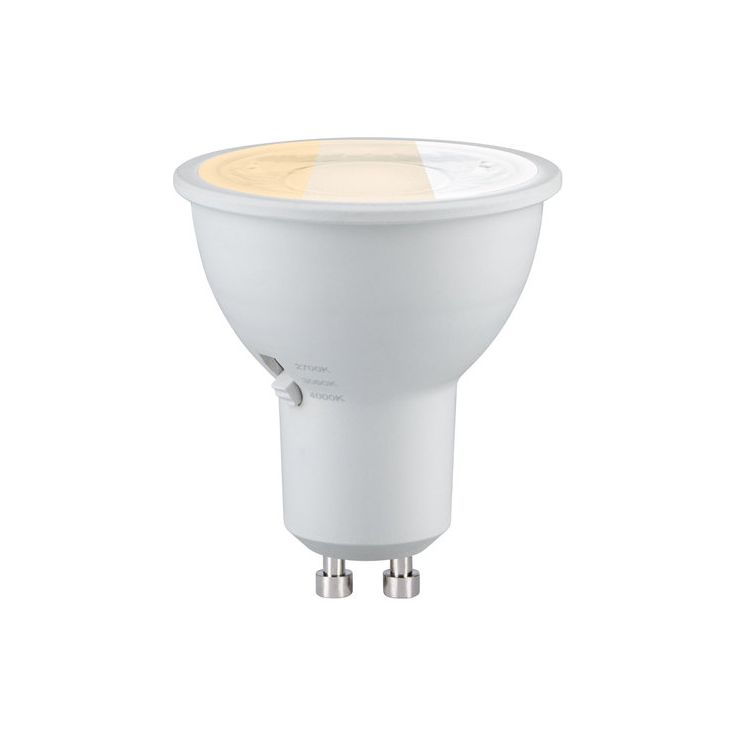 LED-polttimo Paulmann Standard 230V LED Reflector, GU10, 650lm, 6.9W, 2700 - 4000K, valintakytkimellä, valkoinen