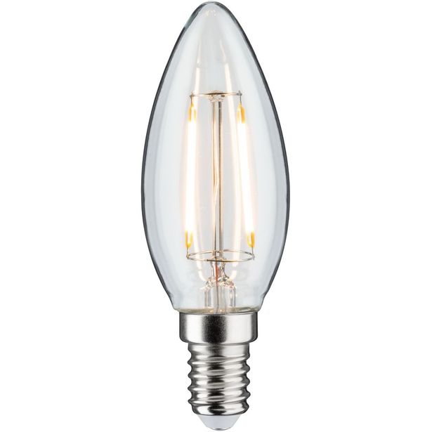 LED-kynttilälamppu Paulmann Plug & Shine, E14, DC 24V, 160lm, 2W, 3000K, filamentti, himmennettävä, kirkas