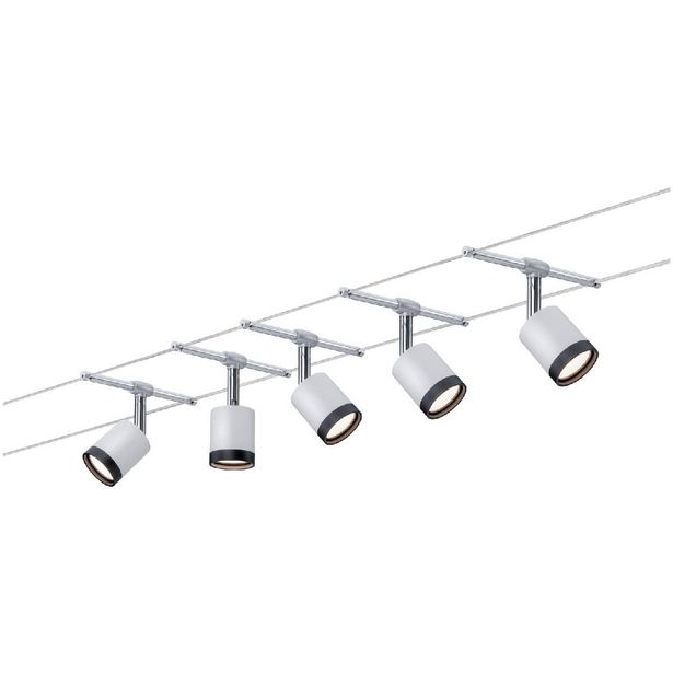 Vaijerivalaisinsetti Paulmann Tube, LED, 5 valaisinta + muuntaja + vaijeri
