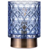 LED-pöytävalaisin Paulmann Pauleen Chic Glamour, paristokäyttöinen, E14, 2700K, sininen/harjattu messinki