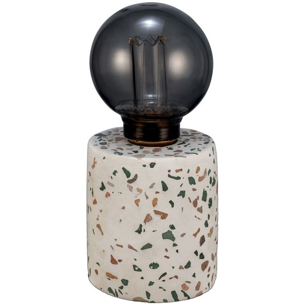 LED-pöytävalaisin Paulmann Pauleen Elegant Flare, paristokäyttöinen, E27, 2500K, terrazzo
