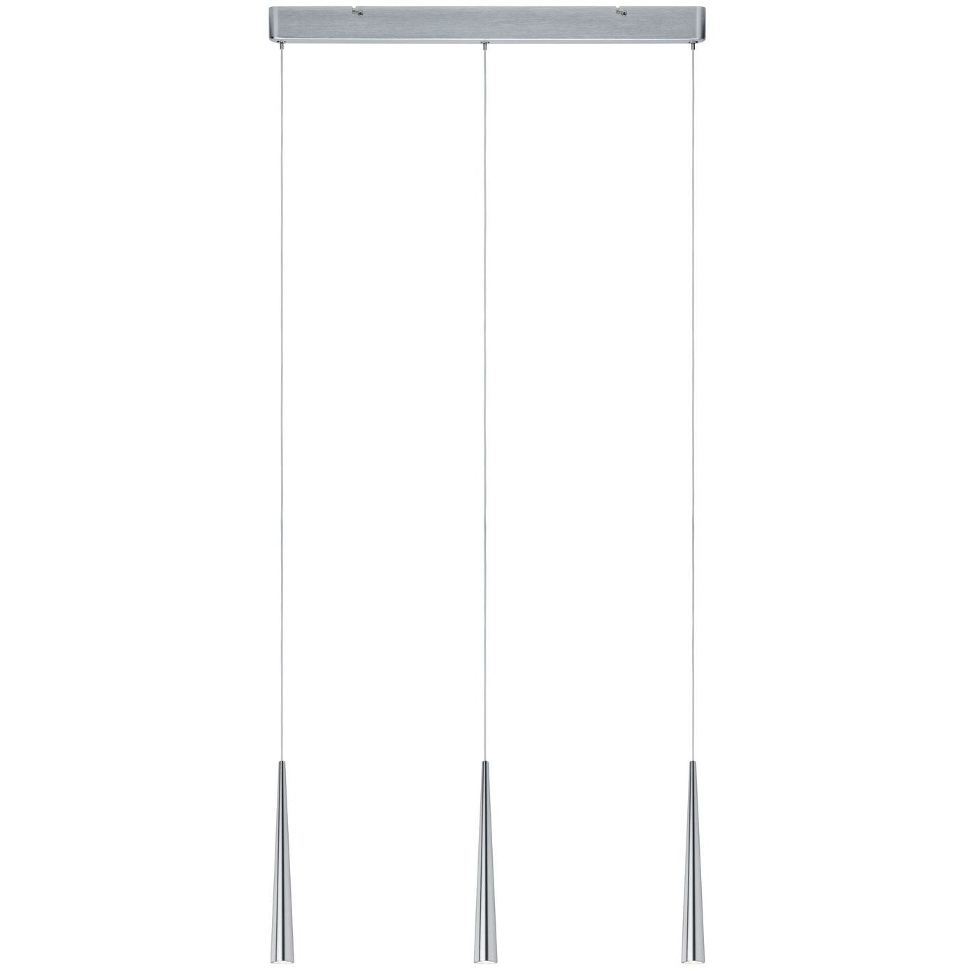 LED-riippuvalaisin Paulmann Gutta, 3-osainen, 2700K, himmennettävä, harjattu alumiini