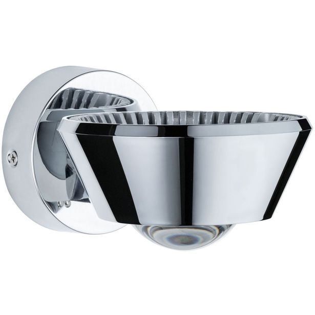 LED-seinävalaisin Paulmann Sabik, IP44, 2700K, himmennettävä, kromi