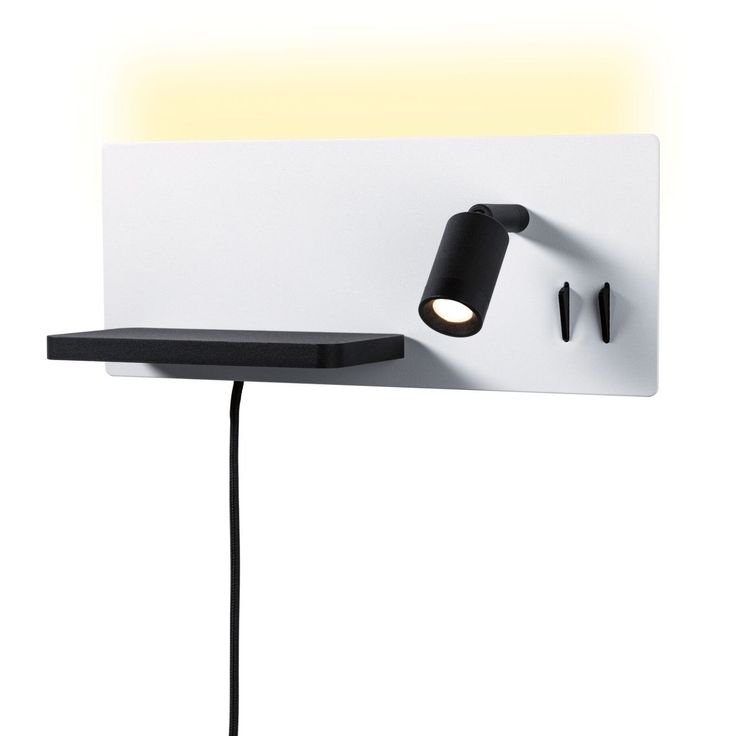 LED-seinävalaisin Paulmann Serra Left, USB C, 2700K, himmennettävä, mattavalkoinen/mattamusta