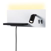LED-seinävalaisin Paulmann Serra Left, USB C, 2700K, himmennettävä, mattavalkoinen/mattamusta, Verkkokaupan poistotuote