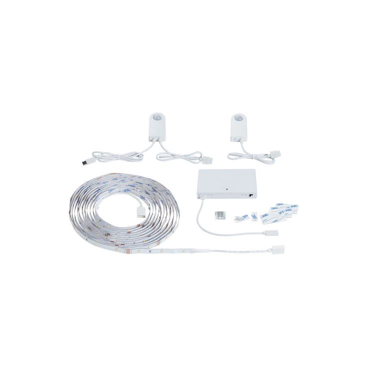 LED-nauhasetti liiketunnistimella Paulmann MaxLED Stairs, portaisiin, 5m, 5W, 180lm/m, 30LEDiä/m, 3000K, ladattava, valkoinen