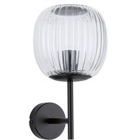 Seinävalaisin Paulmann Ruya IP44 E14 max. 20W kylpyhuoneeseen himmennettävä, lasi/mattamusta, Verkkokaupan poistotuote