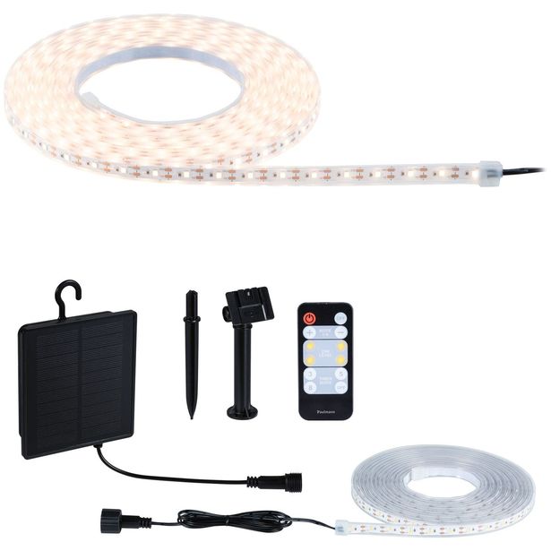 LED-nauha Paulmann Solar 5m aurinkokenno IP44 2.8W 51lm/m 60 LEDiä/m 3000K kaukosäädin