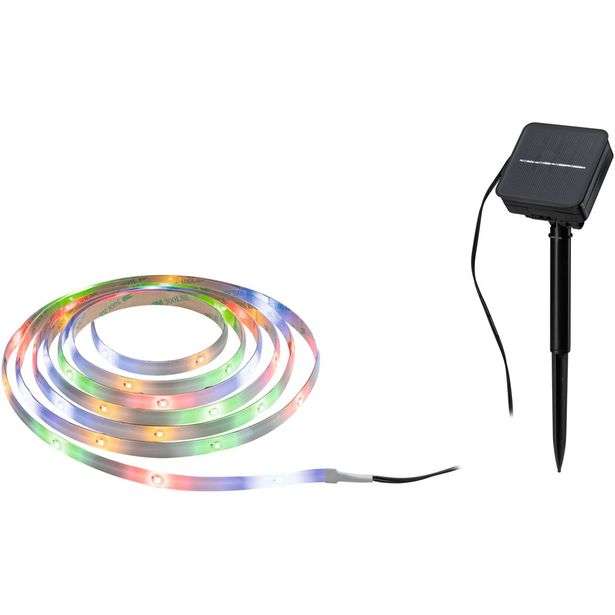 LED-valonauha aurinkokennolla Paulmann, 3m, IP44, 0.3W, 16LEDs/m, RGB, hämärätunnistin