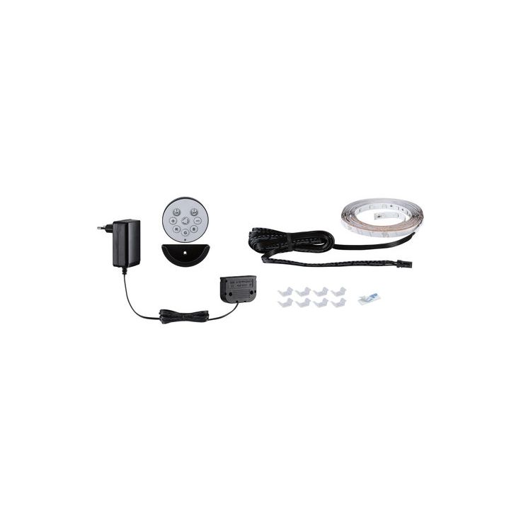 LED-nauhasetti muuntajalla Paulmann Basic Set, akustiikkapaneeliin, 2,4m, RGB, musta