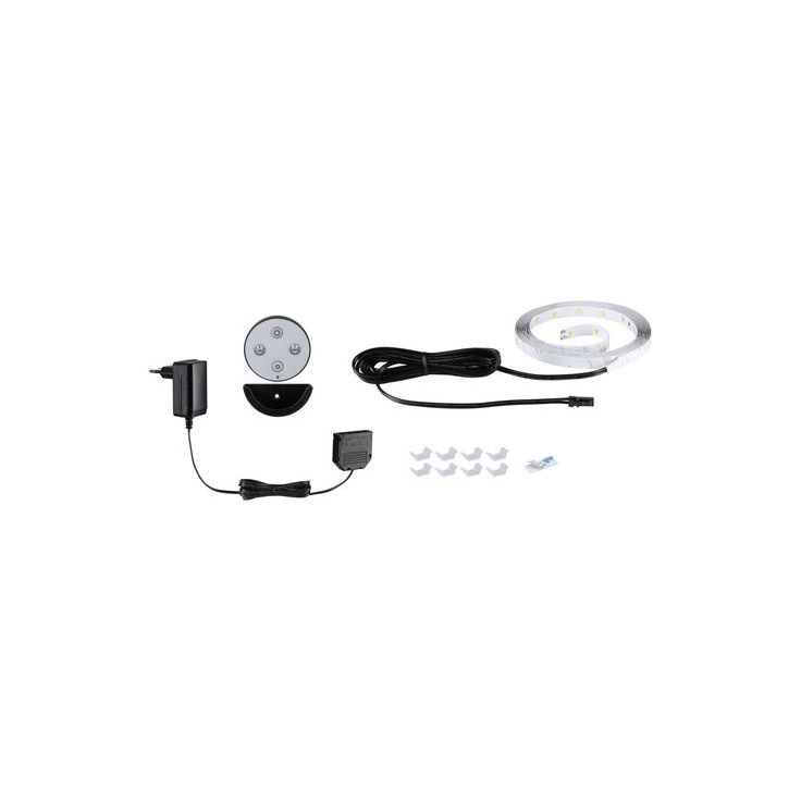 LED-nauhasetti muuntajalla Paulmann Basic Set, akustiikkapaneeliin, 2,4m, 3000K, musta