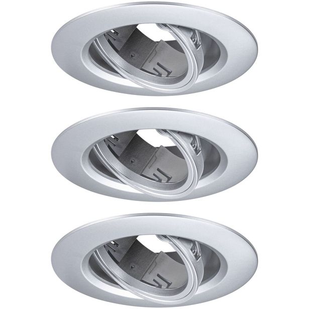 LED-alasvalo Paulmann Ø90mm kääntyvä 30° GU10 max. 10W upotettava himmennettävä mattakromi, 3kpl/pkt