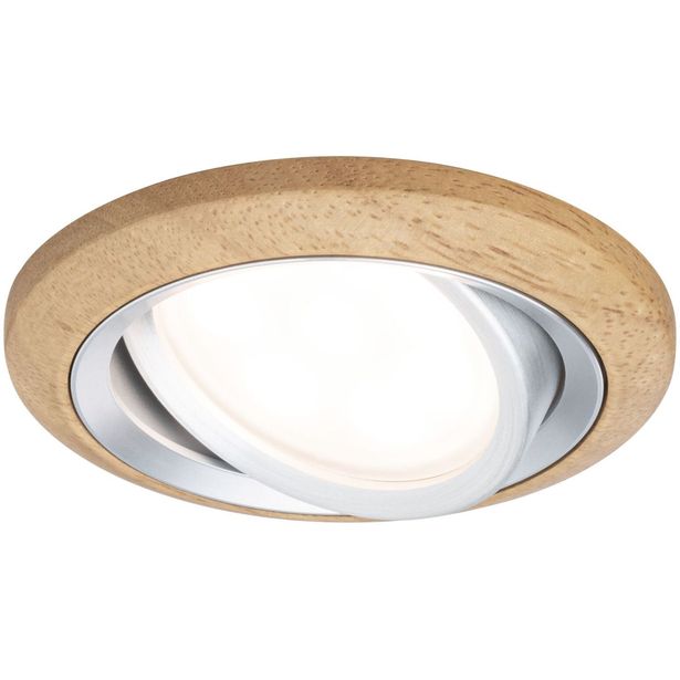 LED-alasvalo Paulmann Lanati Ø84mm upotettava 30°6W 470lm 2700K tammi/alumiini