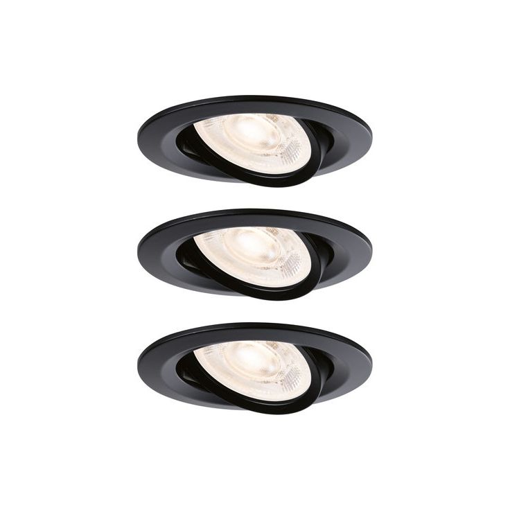LED-alasvalosetti Paulmann Nova, Ø84mm, GU10, 3x4.9W, 3x550lm, 2700K, suunnattava, mattamusta