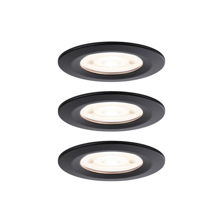 LED-alasvalosetti Paulmann Nova, Ø78mm, GU10, IP44, 3x4.9W, 3x550lm, 2700K, mattamusta
